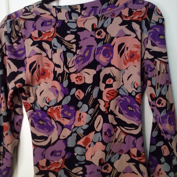 Lauren Ralph Lauren Blouse Women S Crossover 3/4 Sleeve Pattern Colorful - Picture 15 of 16